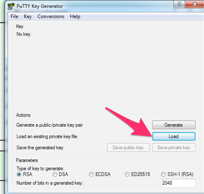 PuTTYgen Tool Load