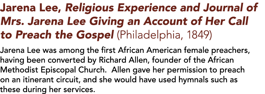Jarena Lee, Religious Experience and Journal of Mrs  Jarena Lee Giving an Account of Her Call to Preach the Gospel (P   