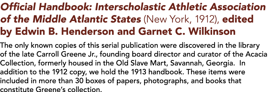 Official Handbook: Interscholastic Athletic Association of the Middle Atlantic States (New York, 1912), edited by Edw   
