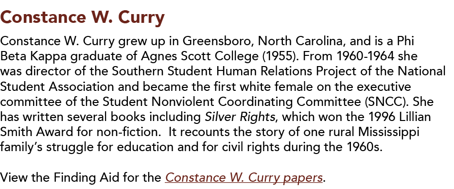 Constance W  Curry   Constance W  Curry grew up in Greensboro, North Carolina, and is a Phi Beta Kappa graduate of Ag   