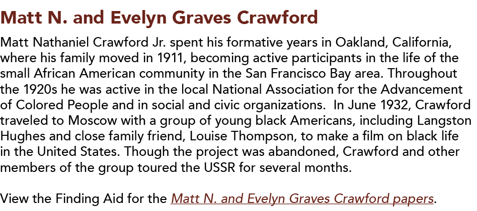 Matt N  and Evelyn Graves Crawford  Matt Nathaniel Crawford Jr  spent his formative years in Oakland, California, whe   