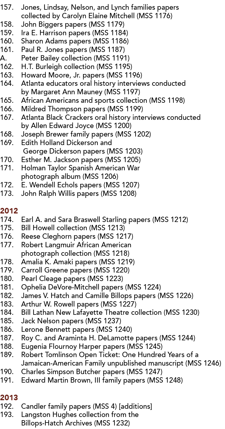 157  Jones, Lindsay, Nelson, and Lynch families papers  collected by Carolyn Elaine Mitchell (MSS 1176) 158  John Big   