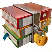 Illustration of a padlock-protected stack of books