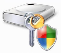 Illustration of a locked hard drive