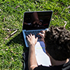 Photo of a student with a laptop